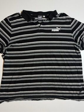 Puma Men’s Black & Gray Striped Polo